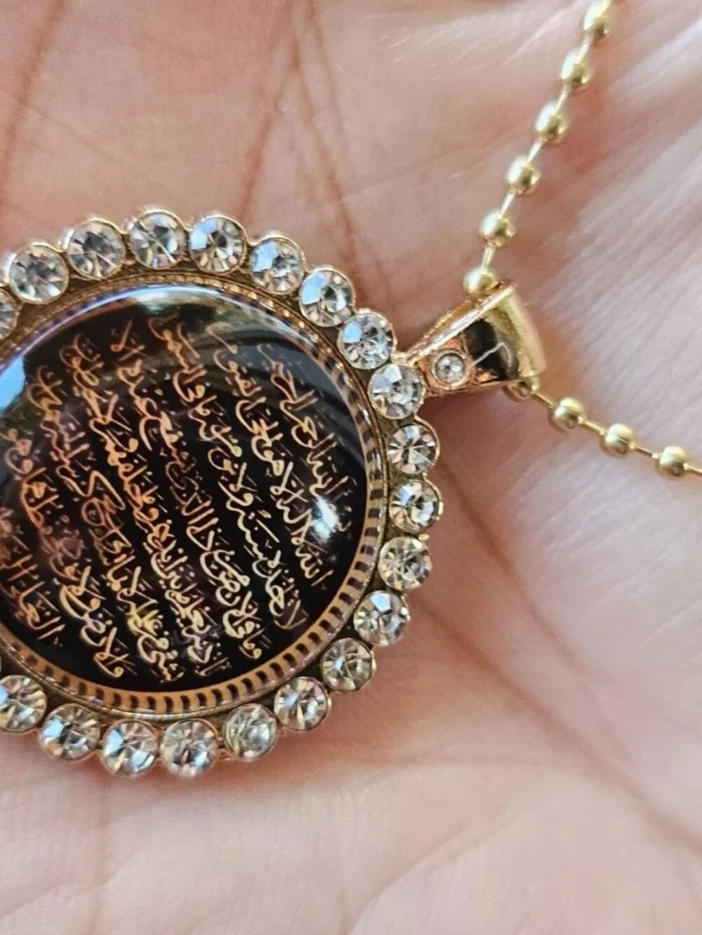Aytul Qursi Necklace Cabochon Round Pendant Religious Fashion Jewelry NEW